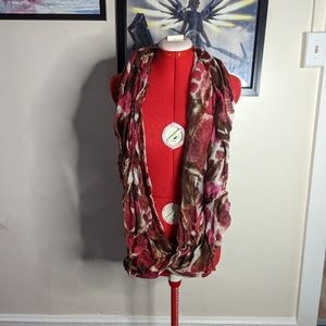 Red and Brown Watercolor Infinity Scarf